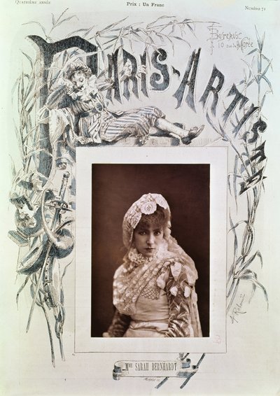 Sarah Bernhardt in the Role of Marion Delorme at the Theatre de la Porte Saint-Martin, Illustration for the Cover of the Journal 
